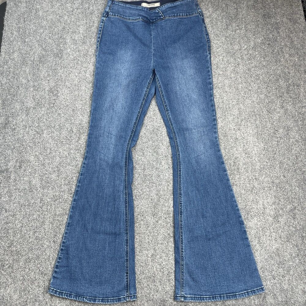 Rock & Roll Denim Jeans Womens 29 Bargain Bell Pull On Flare High Rise